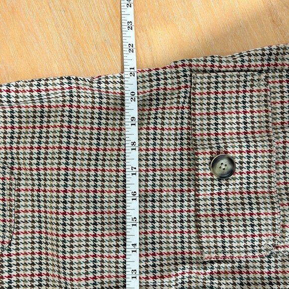CAbi Jacket Small Red Sherlock Houndstooth Plaid Button Front Chore Coat Pockets - Picture 12 of 13